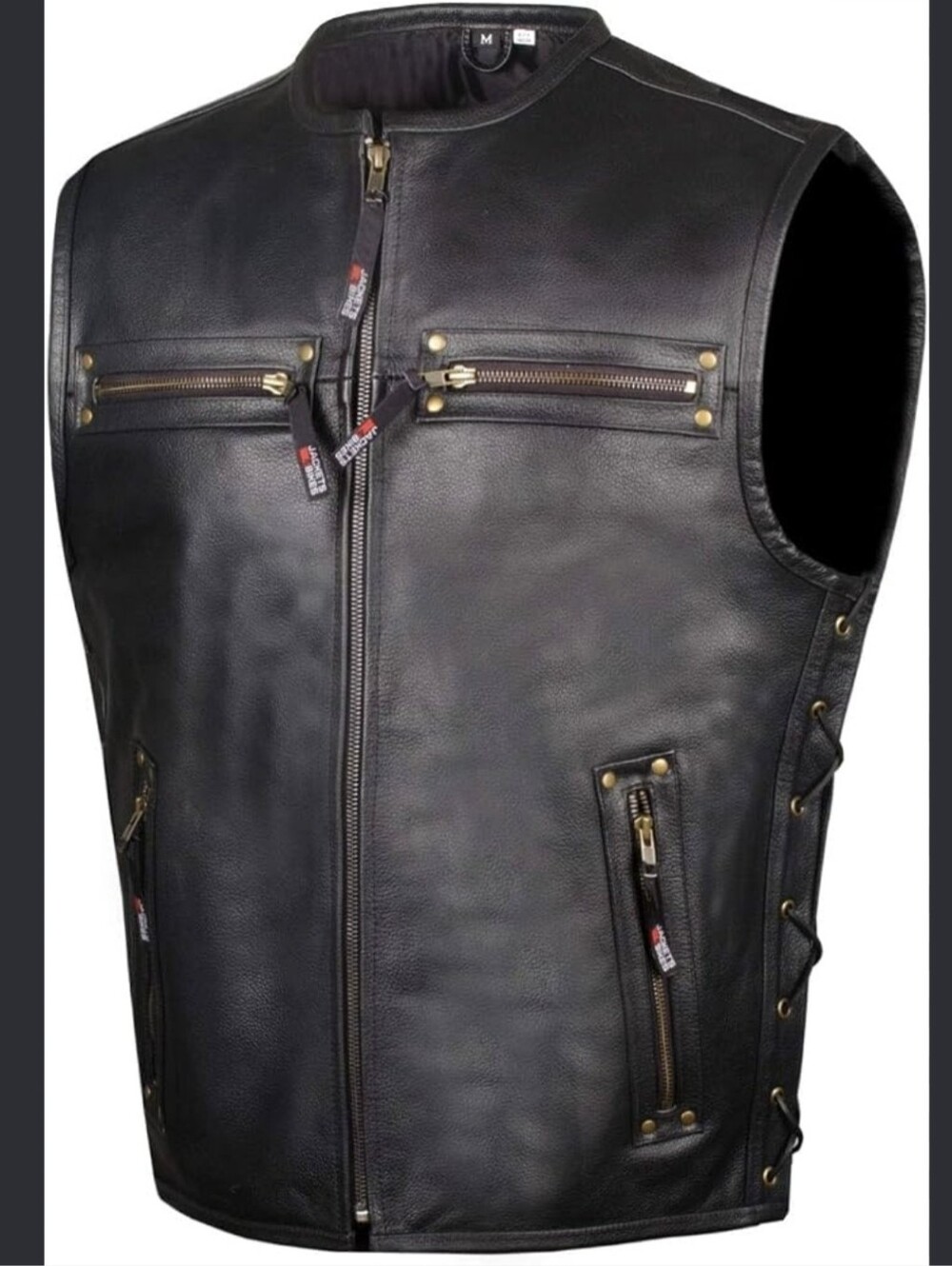 Jackets 4 Bikes Leather Vest Men's Large